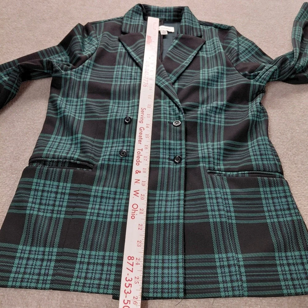 Free Assembly Long Plaid Blazer Youth Girls XL 14/16 Green Blue Black Preppy